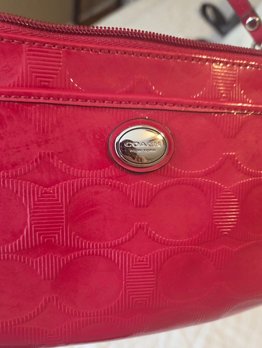 Coach Red Patent Leather Wristlet - Picture 3 of 8